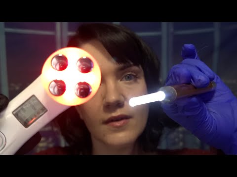 ASMR Close Face Exam and Light Treatment