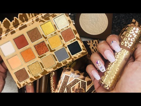 ASMR :|| KYLIE COSMETICS LEOPARD 🐆 COLLECTION || (tapping, swatches, and whispers)