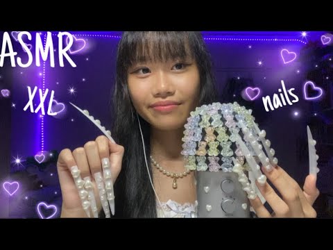 trying ASMR with EXTRA long nails 💅🏻 ᡣ𐭩ྀིྀི