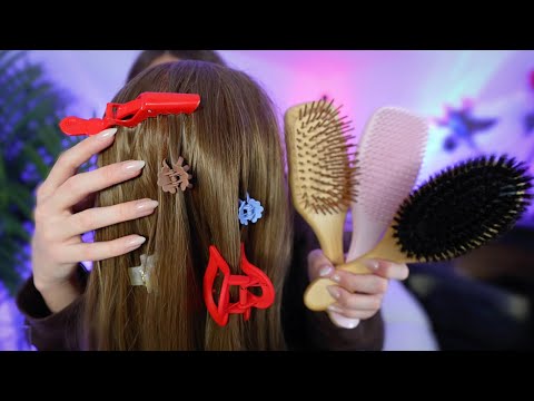 1 Hour ASMR Hairplaying, Brushing, Clipping, & Scalp Massage For Deep Relaxation 💤