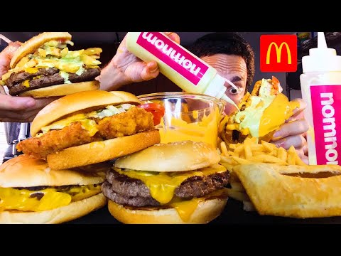 ASMR Eating CHEESY Mcdonalds 1 HOUR NO TALKING MUKBANG nomnom