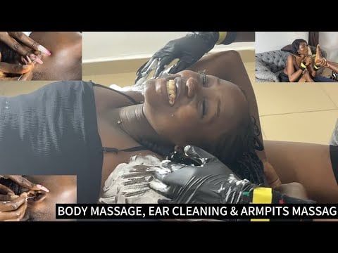 Deep ASMR Massage: Armpit Shaving, Ear Cleaning, Cucumber Foot & Thigh Massage, Scalp Scratching