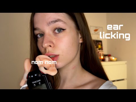 АСМР ⋆˙⭑.ᐟ ликинг ушек и звуки рта (неразборчивый шёпот)