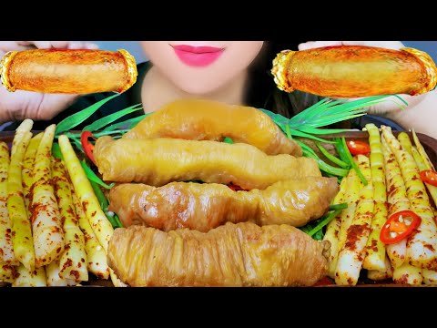 ASMR DEACHANG MUKBANG . GRILLED BEEF LARGE INTESTINES , PICKLE BAMBOO | LINH-ASMR