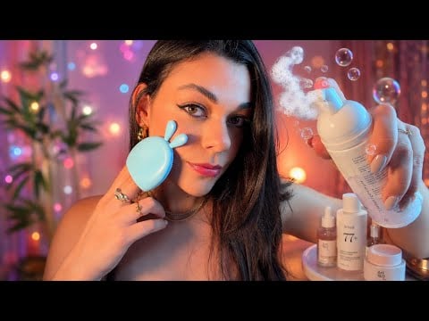 ASMR: Removendo Sua Maquiagem E Fazendo Seu Skincare Para Dormir 🫧😴