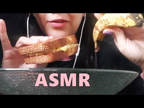 ASMR Comiendo Sándwich de Huevo y Queso + Banana + Story Time |ASMR comiendo Platano|Asmr En español