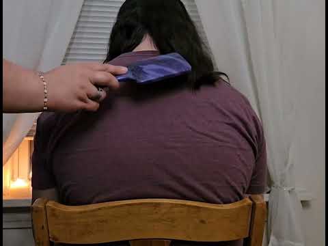 💜 Purple ASMR - Hair Brushing, Hair Parting and Micro Attention on Neck and Baby Hairs 💜