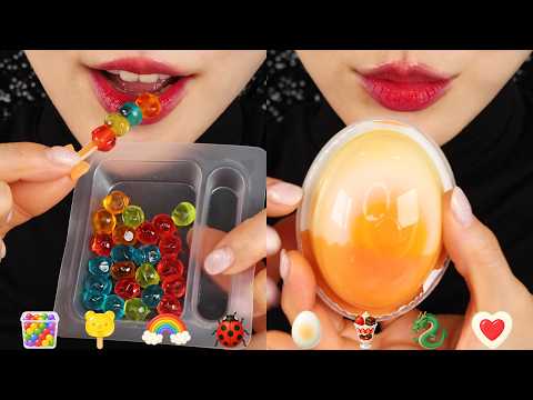 ASMR SNACKS FROM THAILAND, EGG JELLY, BOBA JELLY, FISH JERKY  EATING SOUND ASMR 🇹🇭