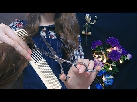 (ASMR한국어)아늑한 미용실 상황극. 헤어컷,머리자르기,샴푸,드라이,빗질 Hair Cut, shampoo, blow dry,