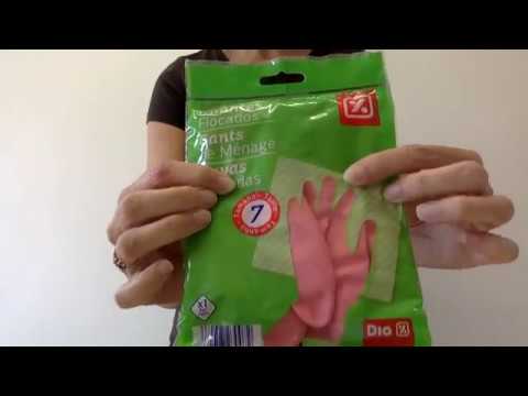 #rubbergloves ASMR Mummy Unboxes Pink Flock Lined Spanish Household Dishwashing Rubber Gloves