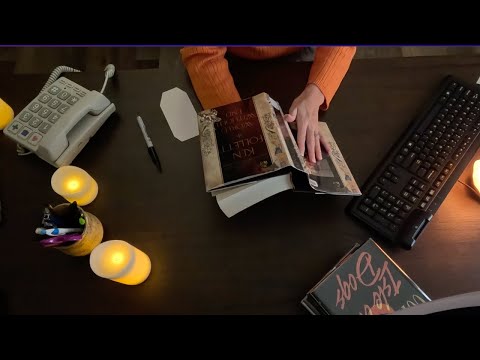 ASMR | No Talking - Inspecting library books, slow page turning, typing, plastic book crinkles