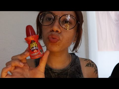 ASMR con dulce mexicano de chamoy + respondiendo preguntas de IG *mi verdadero nombre*