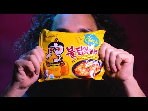 SUPER SPICY ASMR Eating Chicken Cheese Ramen Noodles 먹방