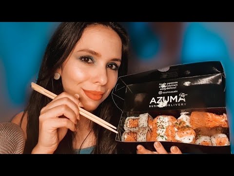 ASMR COMENDO SUSHI 🍣 SONS DE MASTIGAÇÃO, VOZ SUAVE E GATILHOS VARIADOS (PRBR)