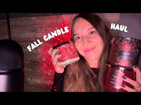 ASMR Fall Candle Haul 🍎🍂 (Candle Triggers, Tapping, Textured Scratching, Whisper Ramble)