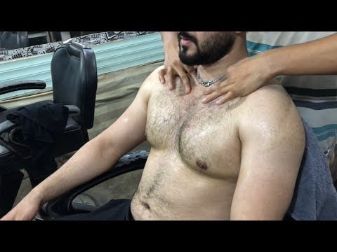Awesome Chest & Back Massage 💈Perfect ASMR Body Massage with oil in just 1$ 😍