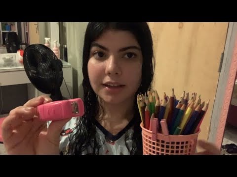 asmr caseiro tapping em itens de papelaria ✏️