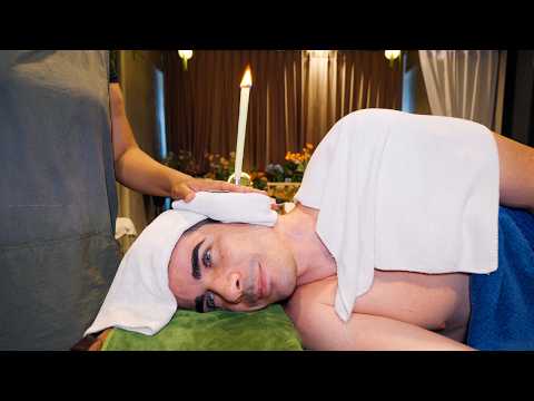 ASMR: Detailed Head Water Massage, Ear Cleaning and Candling for Deep Sleep