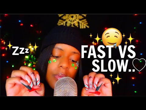 ASMR ✨FAST VS SLOW NAIL TAPPING & MOUTH SOUNDS 💅🏾👄✨ (TINGLE HEAVENNN 🤤)