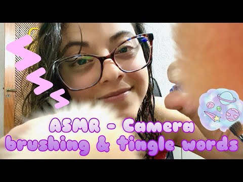 ASMR - Camera brushing, tingle words & whispering