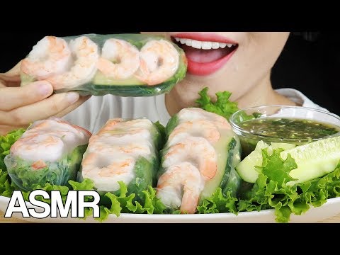 ASMR SHRIMP SALAD ROLLS *Crunchy* Eating Sounds Mukbang No Talking