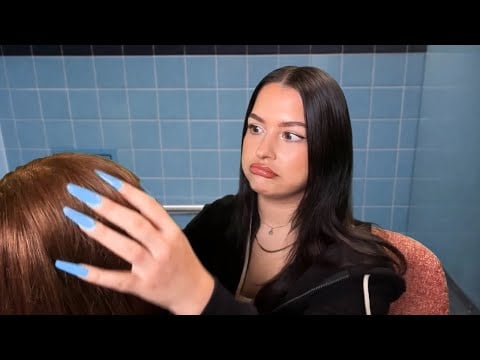 ASMR $5 “Life Coaching” in School Bathroom🤨 (Bad Advice + Hair Play)