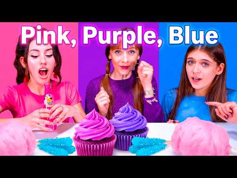 ASMR Pink, Purple, Blue Jelly Fruits, Wax Candy Challenge Compilation