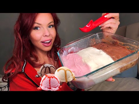 ASMR 🍨 NEAPOLITAN CAULIFLOWER ICE CREAM 🍨 MUKBANG/EATING SHOW