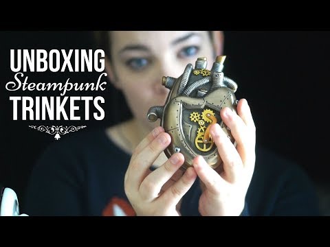 ASMR Unboxing Steampunk Trinkets! Tapping, Heavy Tissue Crinkling, Soft Spoken [Binaural]