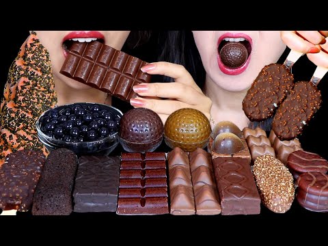 ASMR DARK + MILK CHOCOLATE GOLF BALLS, BLUEBERRY POPPING BOBA ICE CREAM BARS, KINDER DELICE CAKE 먹방