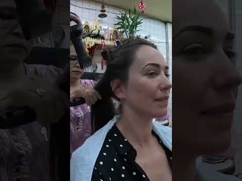 Extraordinario lavado y secado de cabello a cuatro manos en el Barrio Chino de Bangkok #hair #short