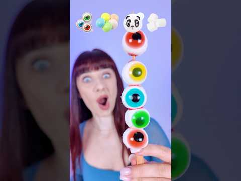 ASMR Candy Kebab Gummy Eyeballs, Ufo Wafers #asmr #mukbang