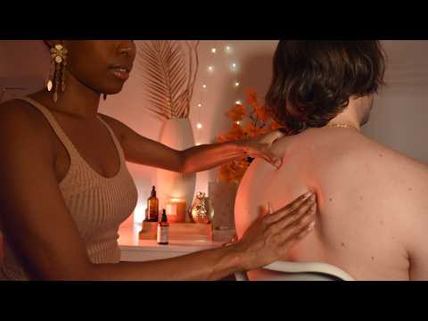 ASMR Back Massage 💆‍♀️ Hair & Scalp Oil Treatment for Sleep