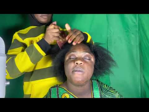 ASMR✨MY COUSIN LOOSEN MY CORNROW AND COMBS MY HAIR WITH GUM SOUND, SATISFYING HAIR TINLGES.