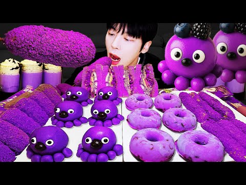 ASMR MUKBANG | 직접 만든 갤럭시 꿀젤리 퍼플 디저트 아이스크림 먹방 & 레시피 DESSERT GALAXY HONEY JELLY CANDY
