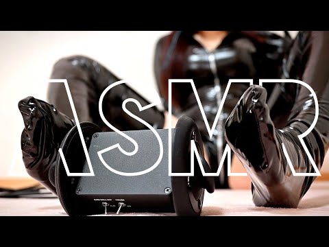 【ASMR/実写】レザースーツでギチギチ耳塞ぎ×眠気を誘うスクラッチ💜【睡眠導入/patent leather sound/bondage suit/sleep/scratching/tapping】