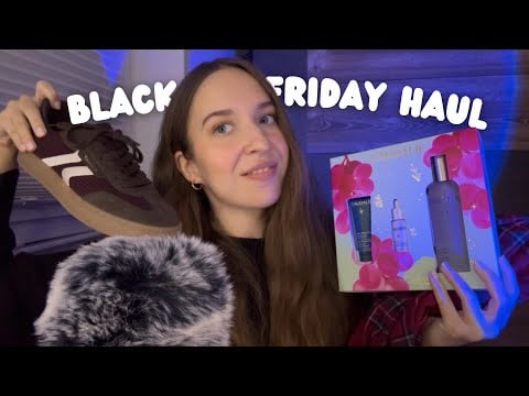 ASMR Black Friday Haul 🖤 | Beauty, Makeup, Shoes & More (Tapping, Scratching, Crinkles, Fluffy Mic)