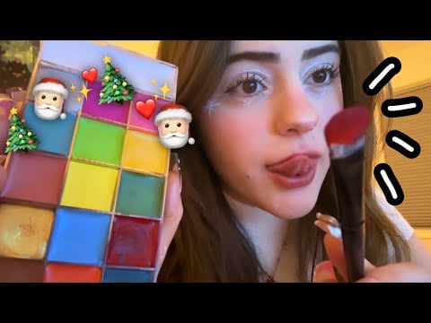 ASMR HACIENDO TU MAQUILLAJE NAVIDEÑO 🎄🎄