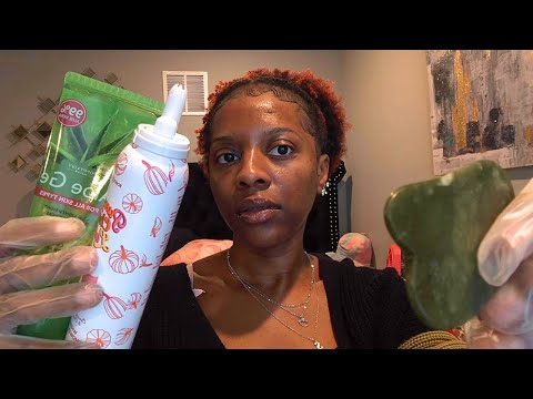 ASMR Face Exam + Face Massage/Gua Sha (layered sounds)