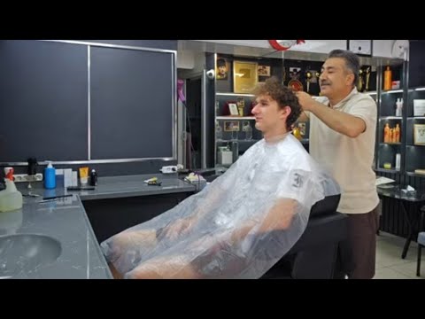 Let's cut the curly-haired customer's hair together.   Asmr relaxing haircut