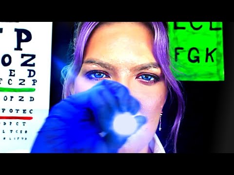 ASMR Detailed eye exam, orbital exam, follow the light, sight test, soft spoken medical roleplay