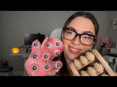 ASMR| Massage Spa: Shoulder, arm & hand massage- (massage tools, typing, hand & glove sounds 😴)