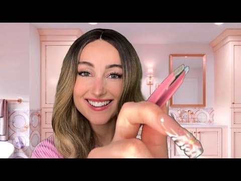 ASMR Popular Girl Plucks Your Eyebrows at a Sleepover WLW Roleplay
