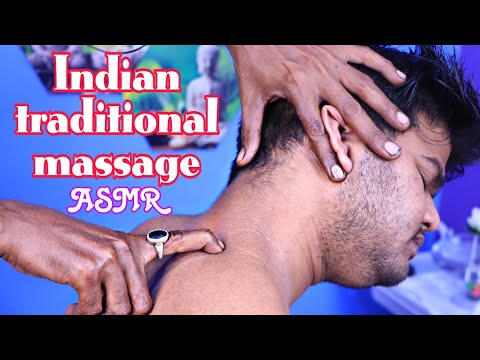 Indian barber traditional ASMR head shoulder ear neck massage for stress relief with neck crack