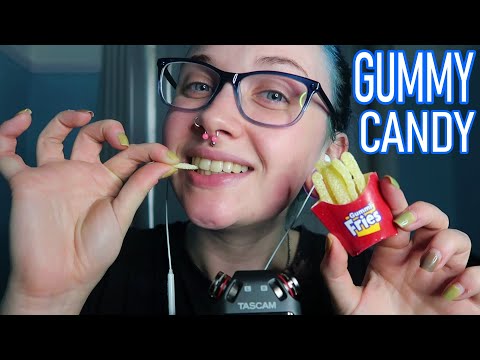 ASMR Eating Smacking Sounds On Gummy Junk Food, Jelly Snakes & Pop Rocks 🍟🐍