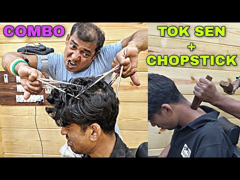 Chinese Chopstick And Tok Sen massage therapy with Awesome Neck cracking by asim barber