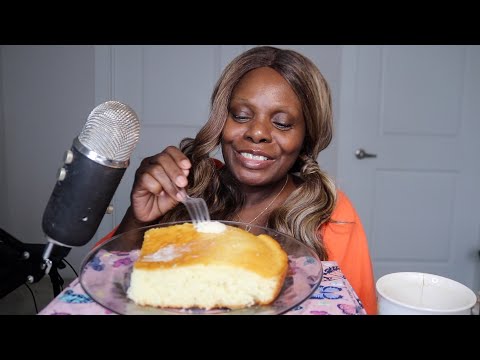 WHITE BUTTER CAKE ASMR EATING SOUNDS