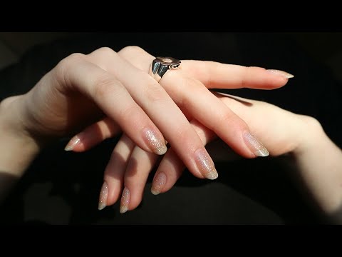 [ASMR] Slow hypnotizing hand movements with sparkly nails + layered sounds (no talking)