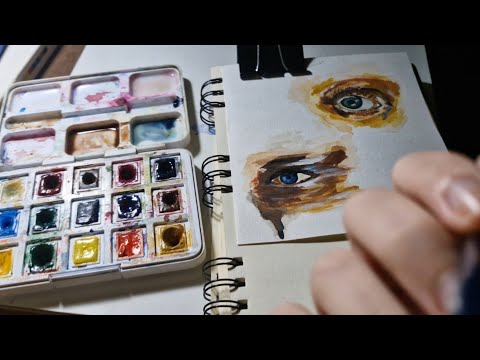 ASMR caseirinho - pintando aquarela com muitos sons de boca, tapping na tela e sons aleatórios