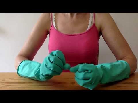 #Rubber #Gloves #ASMR Mummy Unboxing Marigold Green Long Length Rain Sounds Thunder